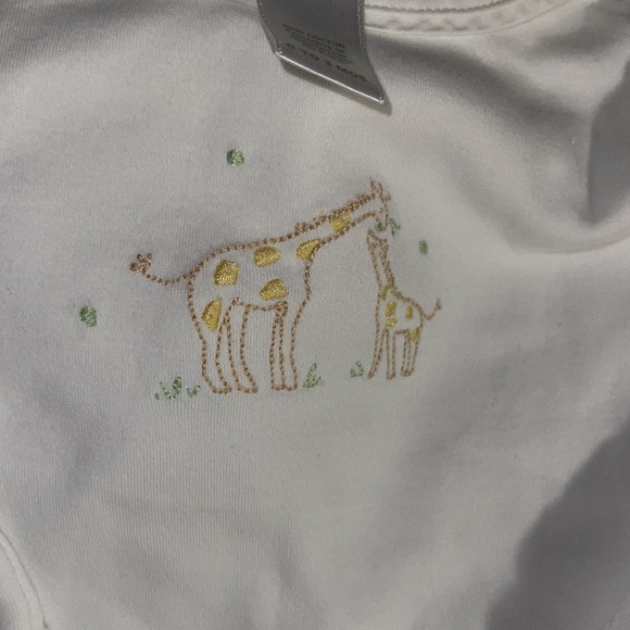 Janie and Jack Layette day gown sleep sleep White with giraffe embroidery 0-3 m - Picture 4 of 6